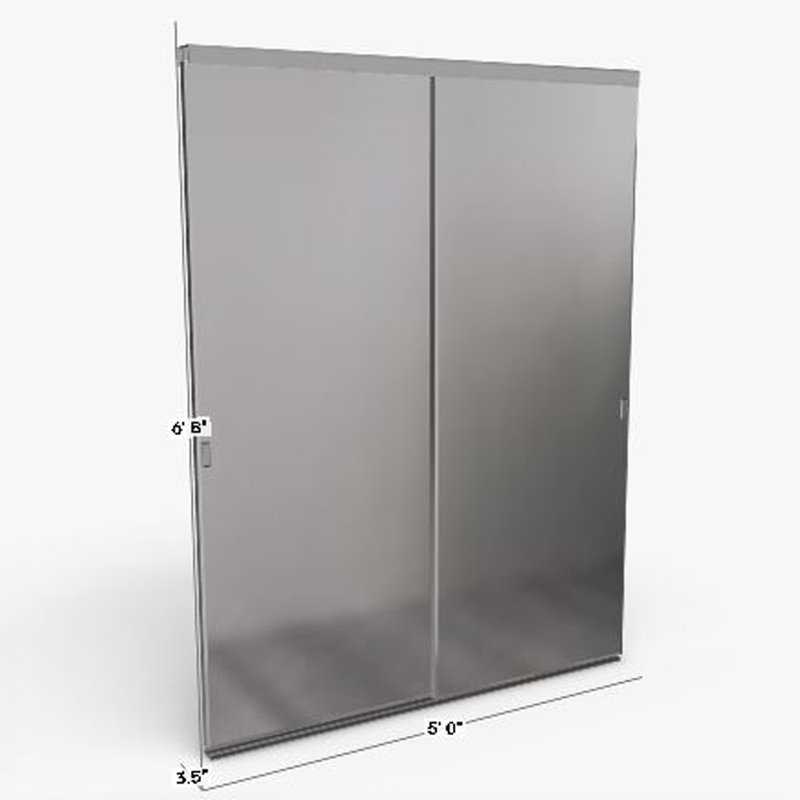 White Prefinished Mirrored Glass Smooth Sliding Closet Door, 60x80 inches