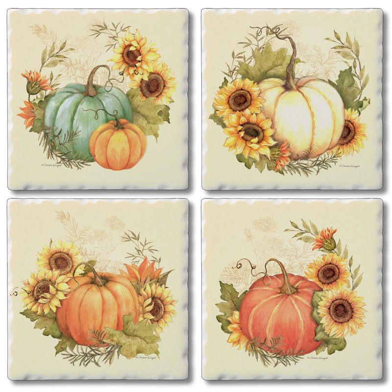 Ensemble de 4 sous-verres en pierre roulés Harvest Field