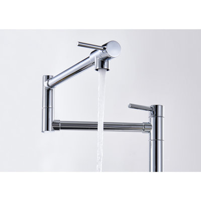 Extension Pot Filler Faucet - Brass, Double Handles For Accurate Water Control, Surface Treatment, Steady & Splash- Stream Fine Flow Corrosion Finish, No-Splash Discharge