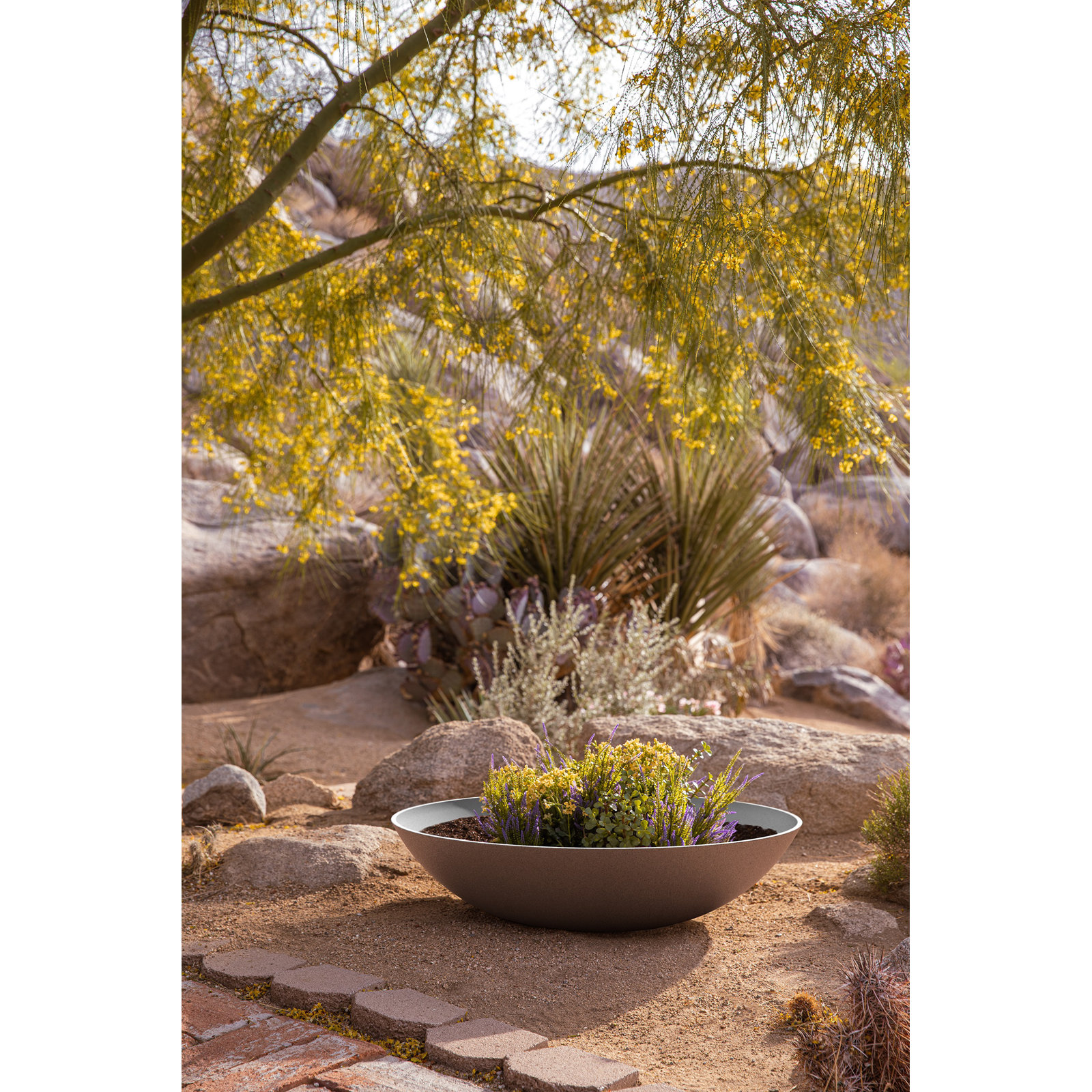 Pure Series Lane Bowl Planter, Charcoal, 8" H x 32" W x 32" D, Set of 1