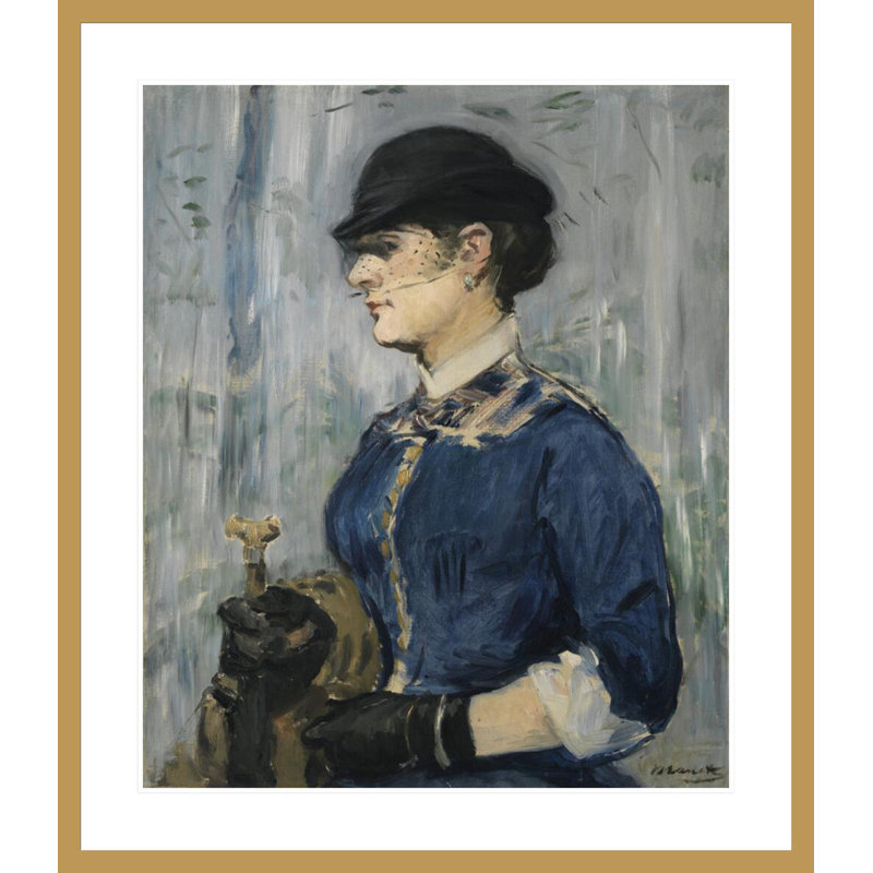 «Jeune femme au chapeau rond» par Édrede Manet, impression giclée sur cadre, H 38,68 po x l 33,5 po
