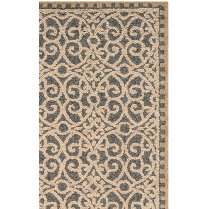 Tapis beige / gris en laine / coton touffeté à la main Burkittsville, Rectangle 4pi x 6 pi