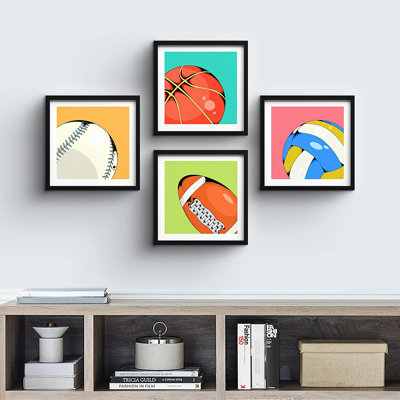 " Cel-Shaded Football, Basketball, Volleyball Variety Sports Athletes " 4 - Pieces