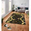 Tapis géométrique rectangulaire tissé à la machine en polyester noir / or Macia-512102938
