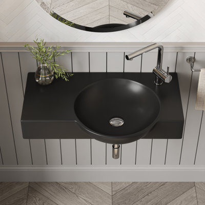 Lavabo de salle de bain mural rectangulaire en porcelaine vitrifiée avec trou de robinet 30 po x 18 po