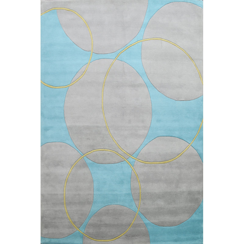 Motif géométrique gris/bleu en laine Touffeté à la main Tapis décoratif