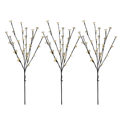 Set Of 3 Multi-Colour Led Lighted Cherry Blossom Branches 30"