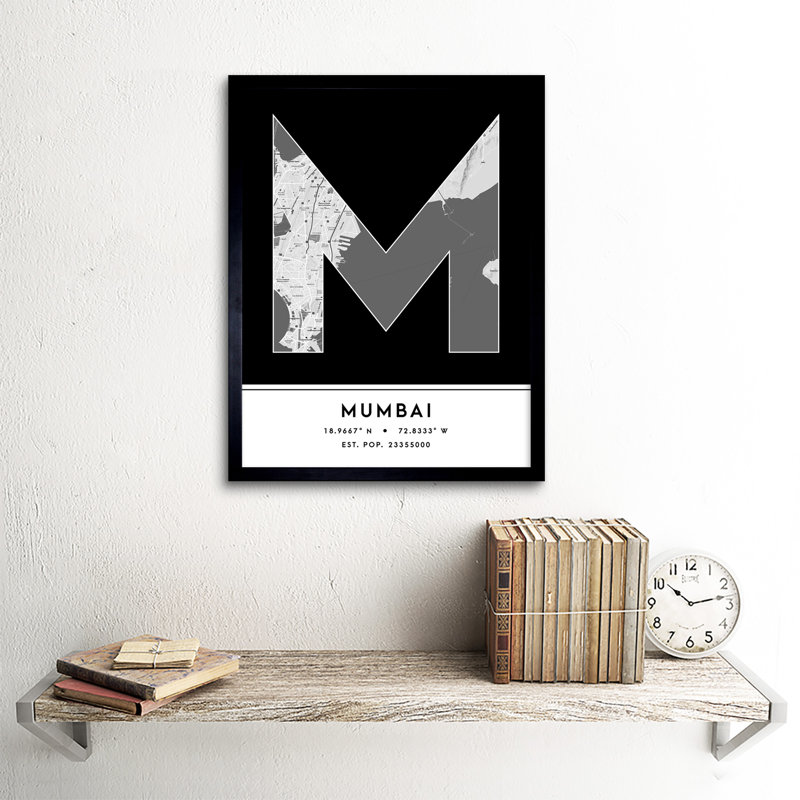 Mumbai India City Map - Single Picture Frame Typography