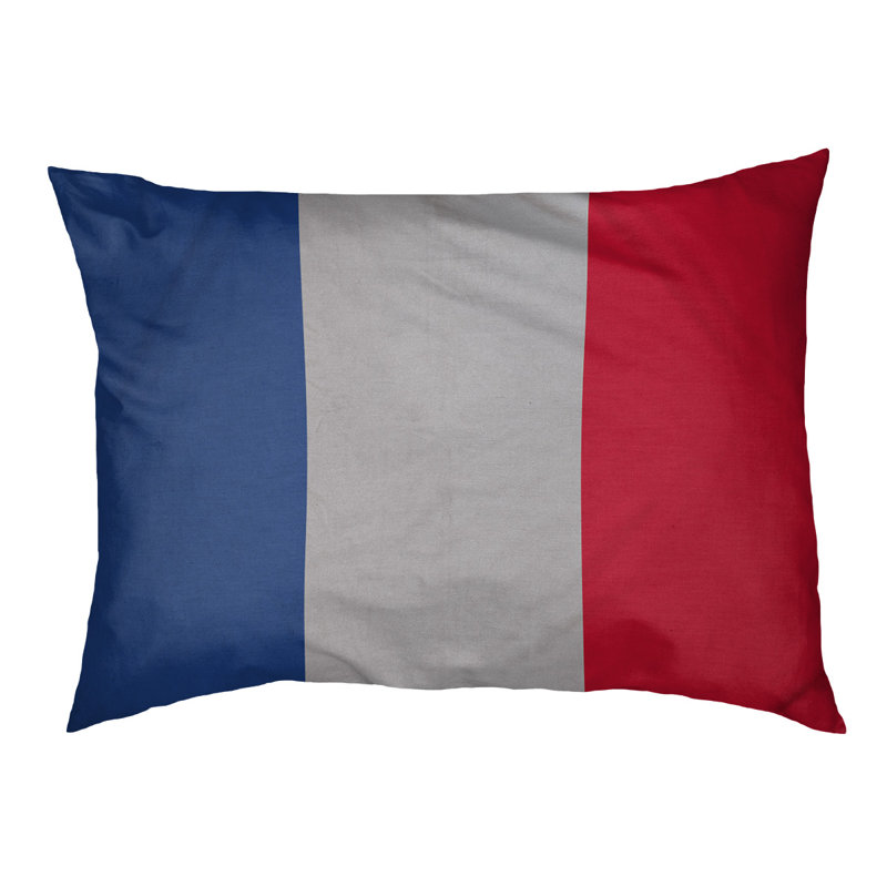 Coussin rectangulaire designer Los Angeles, Petit (L 18 po x l 28 po), Bleu royal / gris / rouge