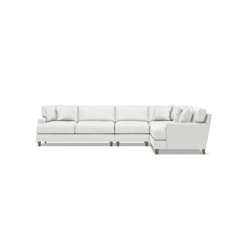 Bernhardt Mila 4-Piece Fabric Sectional, White Polyester Blend, 33.5" H x 137" W x 107" D, Right Hand Facing