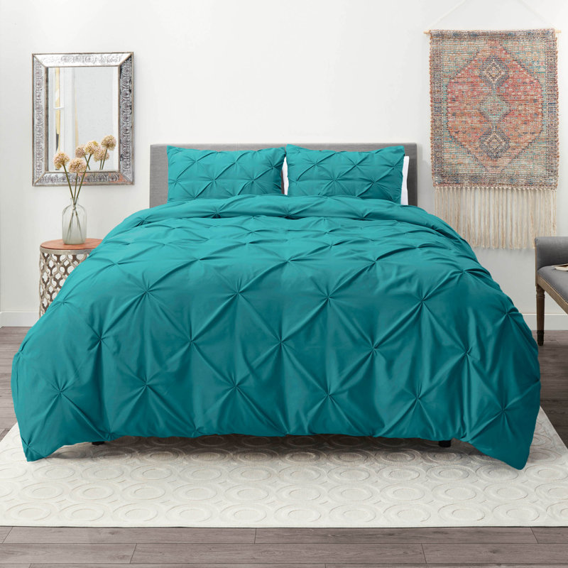 Ensemble de housse de couette plissÃ©e en tissu doublement brossÃ©, Housse de couette très grand californien et 2 tai