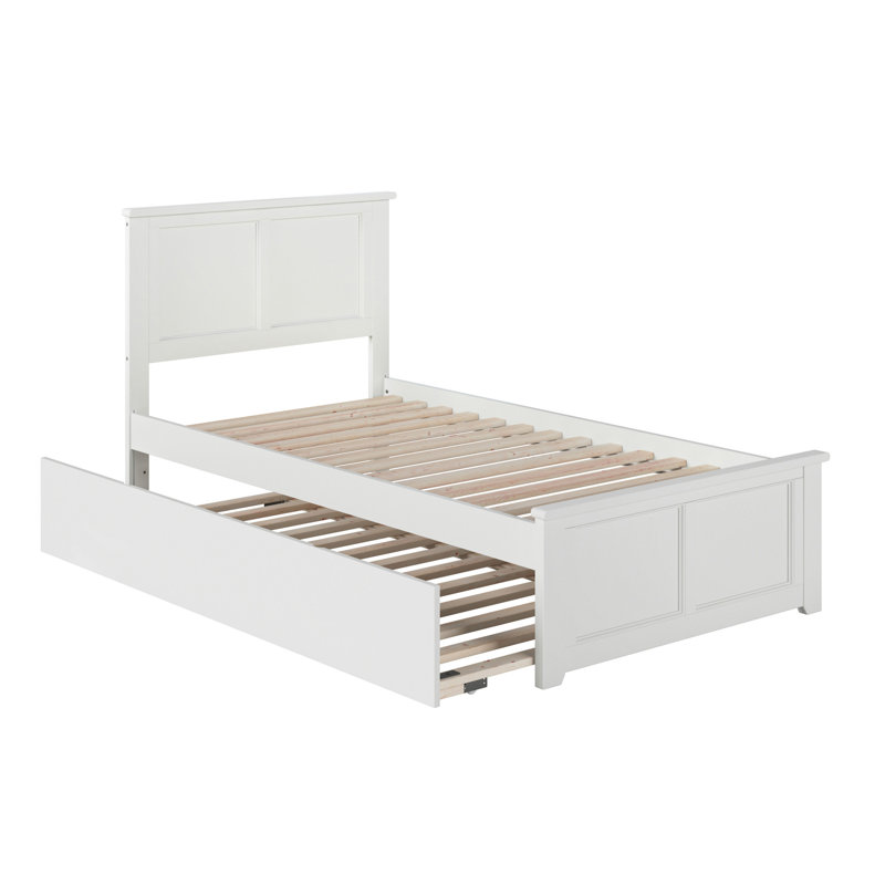 Lit plateforme en bois massif avec lit gigogne Henrichs , Blanc, Lit simple