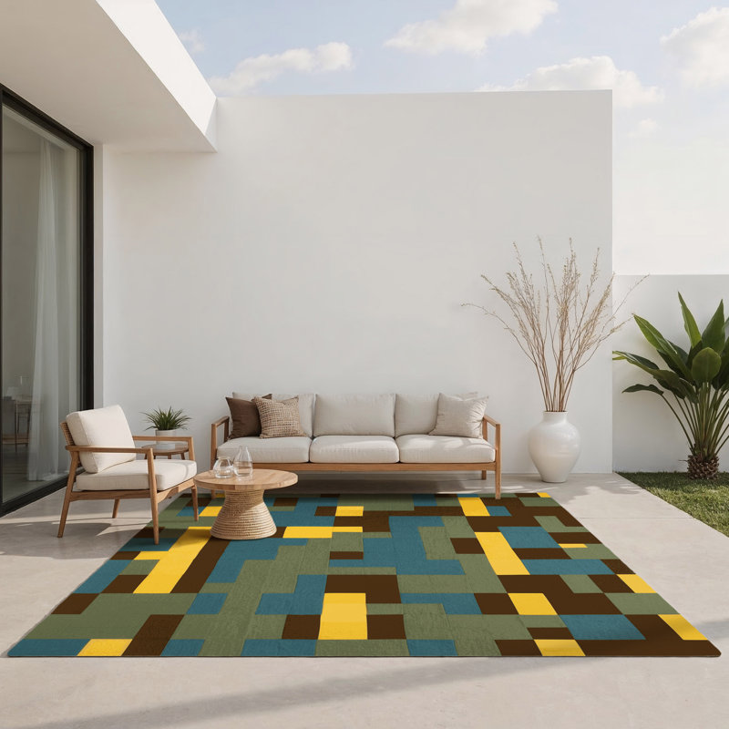 Tiled Landscapes Indoor And Outdoor Area Rug, Rectangle 8' x 10'