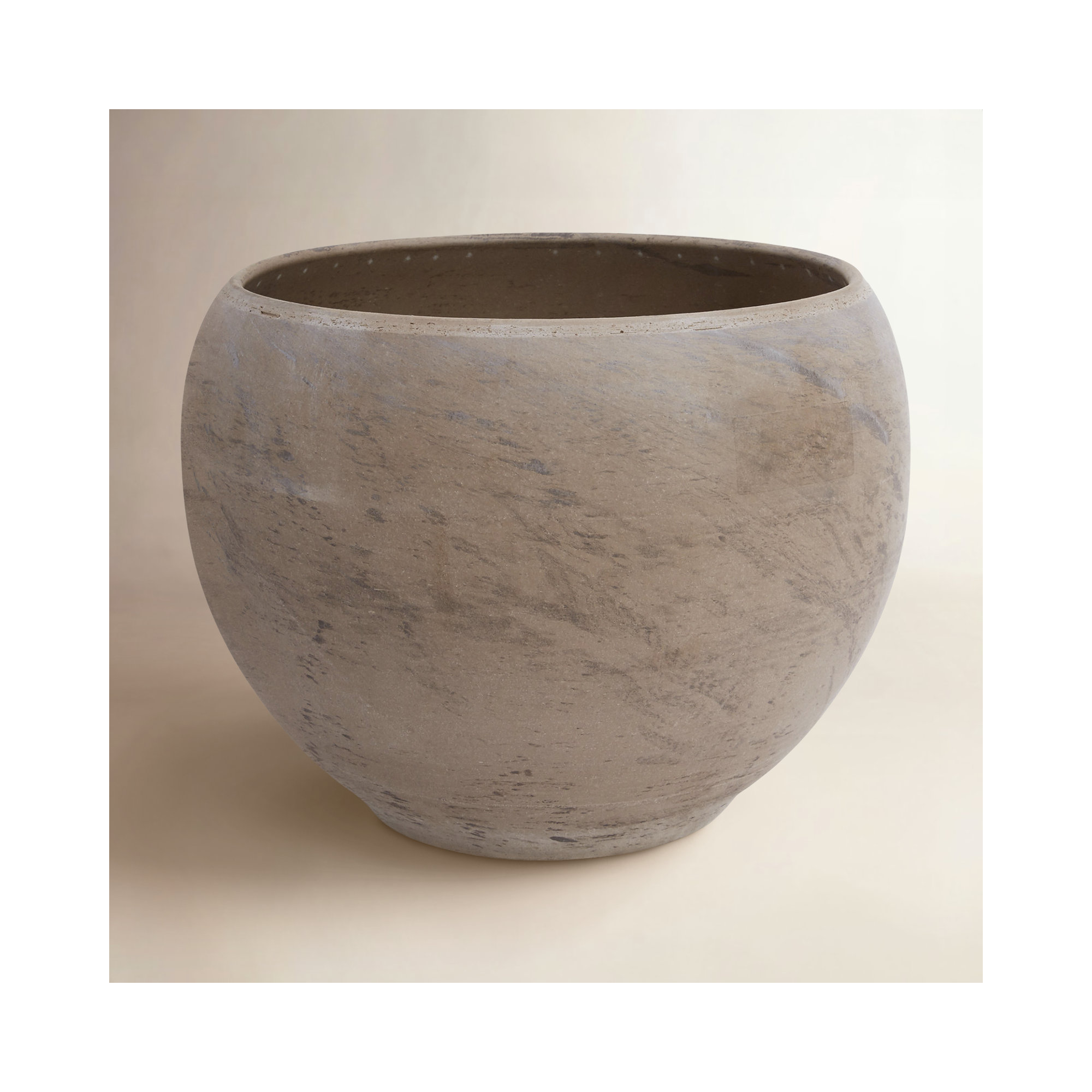 Handmade Ceramic Pot Planter, 11" H x 14.5" W x 14.5" D, Gray