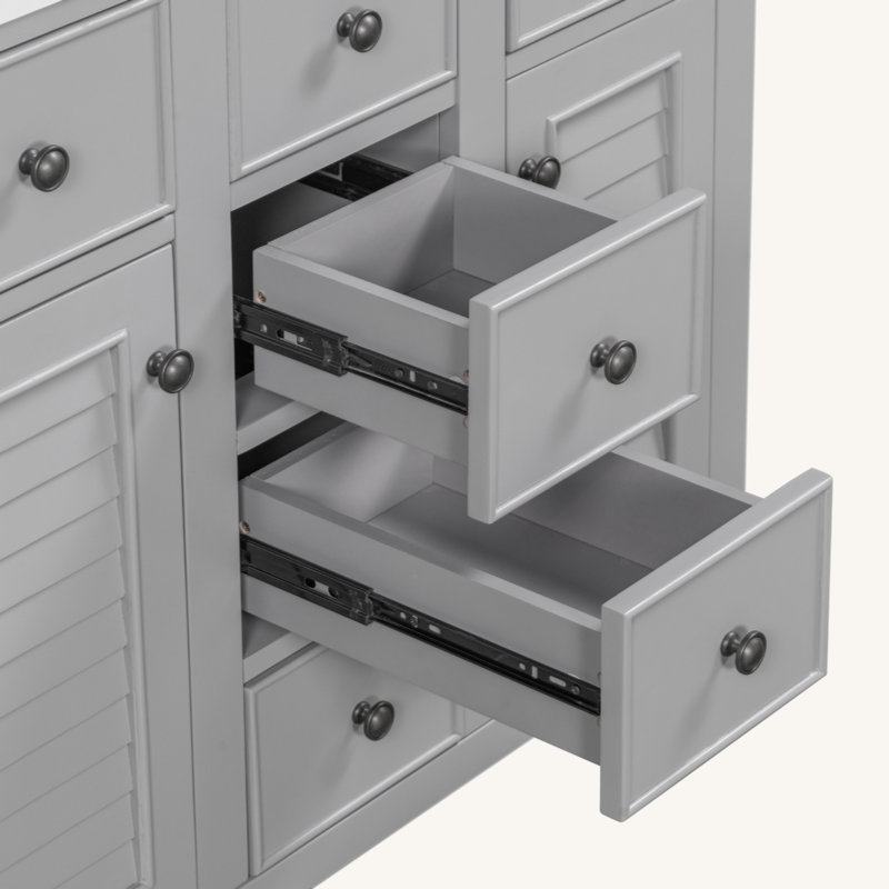 Gray 36" Freestanding Bathroom Vanity with Five Drawers