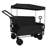 Black Steel 3-in-1 Folding Wagon Cart with Bench Seat, Canopy, and Storage Basket