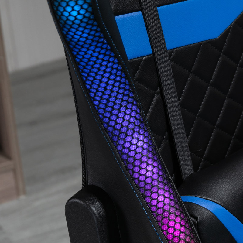 Vinsetto Adjustable Reclining Ergonomic Faux Leather Swiveling PC & Racing Game Chair, Blue