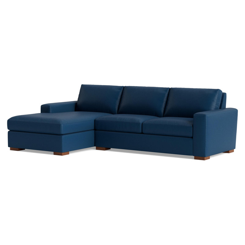 Couch Potato Chaise Sectional, Left Hand Facing, Leather - Deep Blue