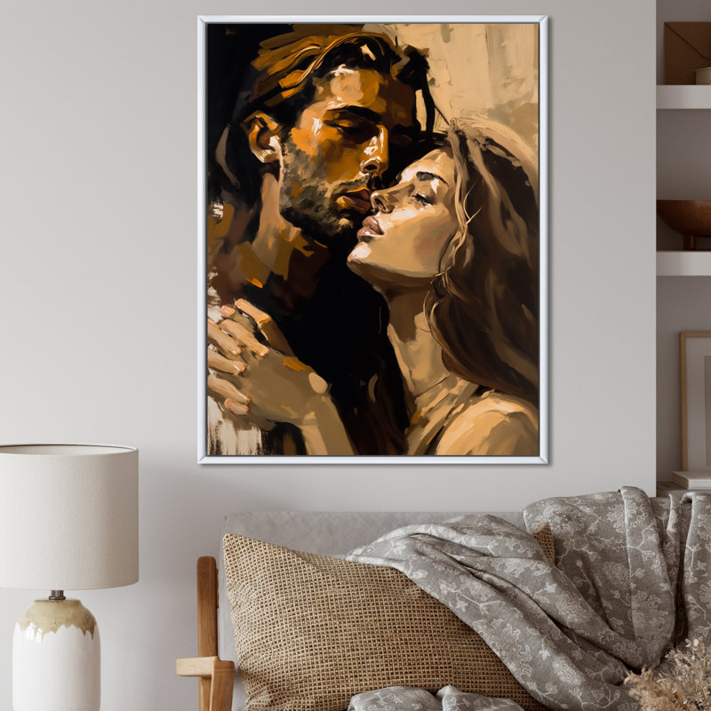 «Passionate Love Portrait Retro I», reproduction sur toile, H 44 po x l 34 po, Cadre photo noir