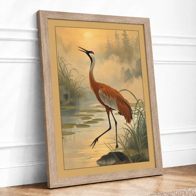 Heron at Dawn Coastal - Framed Print