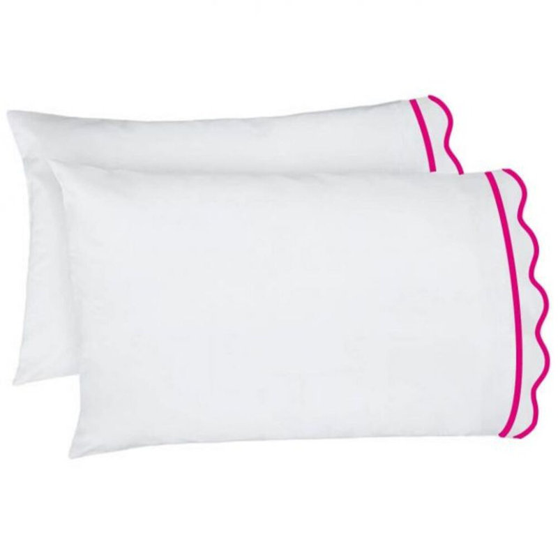 400TC Cotton Scallop Embroidery & Border Cotton 4 Piece Sheet Set Fitted Sheet Fits Upto 16" Deep Pocket, Full Sheet Set