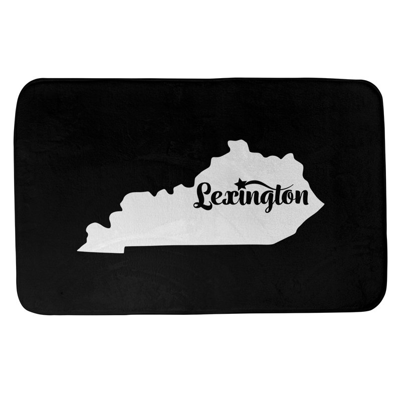 Rectangle Foam Microfiber Non-Slip Does Not Apply Bath Rug, 17" W x 21" L, Black, Lexington Kentucky