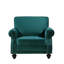Fauteuil d'appoint classique en velours vert avec garniture cloutée et pieds tournés en bois massif-477817366