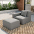 Canapé moderne avec accoudoir à droite avec repose-pieds, modulaire de patio sans assemblage, tissu résistant aux rayons UV