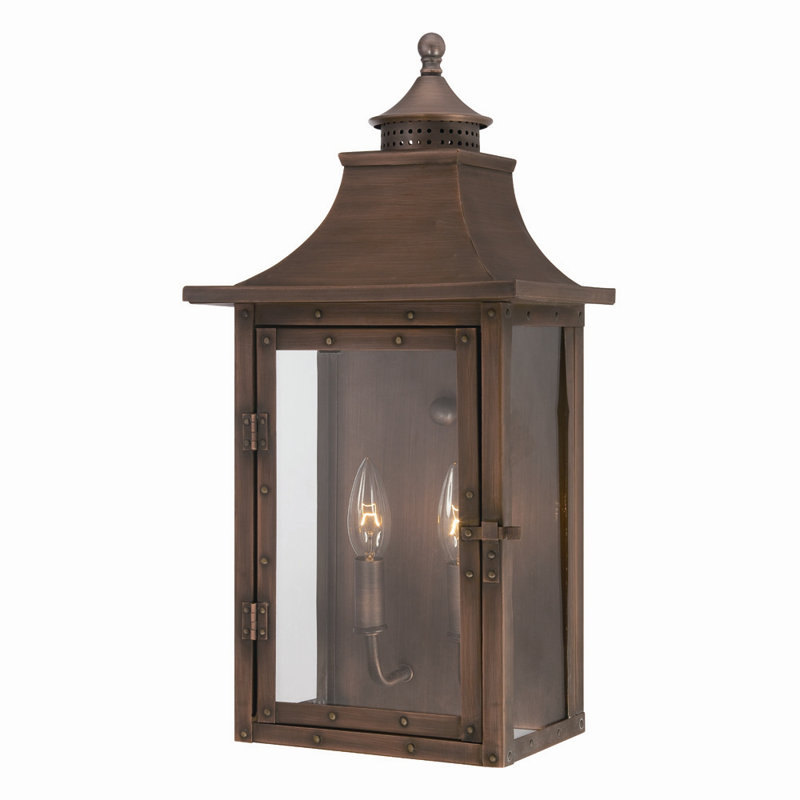 Copper Patina Brown Metal Outdoor Wall Lantern