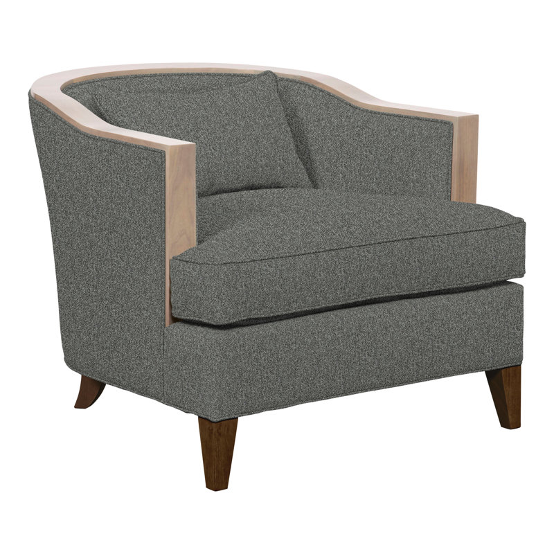 Thom Filicia Home 32.5" Wide Barrel Chair, Havana, Ian Pewter Polyester