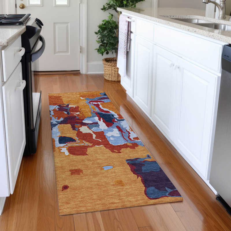 Premium Machine Washable Birchview AMF1028 Abstract Rug, Runner 2'3" x 7'6"
