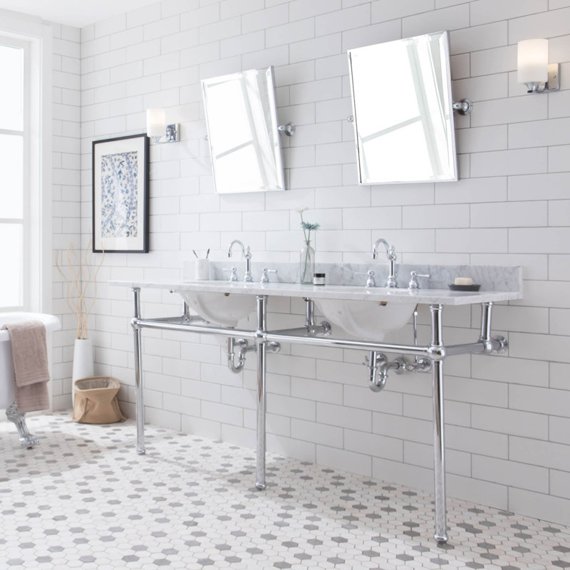 Ensemble de meuble-lavabo oval avec robinet et trop-plein Copeland Stone, Chrome chrome