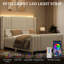 Très grande base de lit avec tête de lit et pied de lit très grand, cadre de lit rembourré en velours et grand lit avec lumières DEL, cadres de lit plateforme modernes, silencieux, assemblage facile, blanc-972764242-972764204