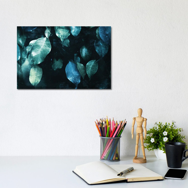 Teal Hanging Leaves By Milli Villa - Wrapped Canvas Painting by Milli Villa - Wrapped Canvas Painting