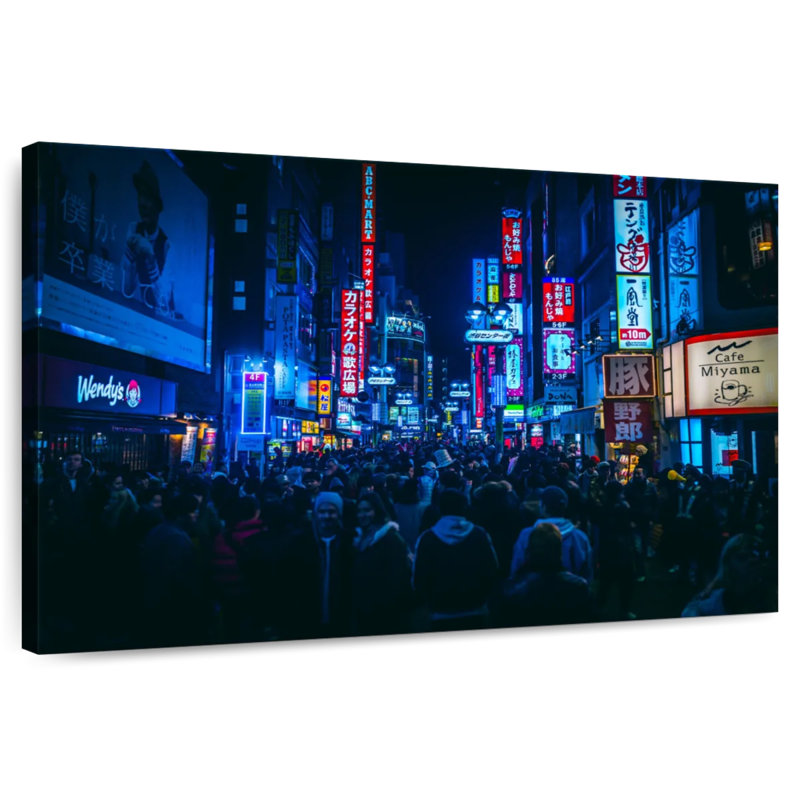 Night crowd in tokyo Sireci, 8" H x 12" W