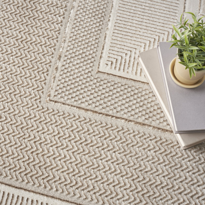 Abye Machine Woven Ivory Recommended Use Rug, Rectangle 160 x 221cm