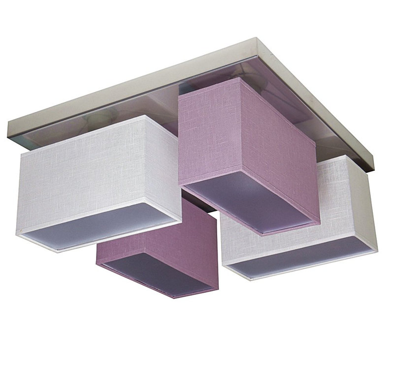 Partridge Fabric Semi Flush Mount, White/Purple