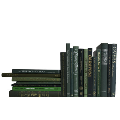 Decorative Books - Vintage Boxwood Oversized Books - Green Books By The Foot