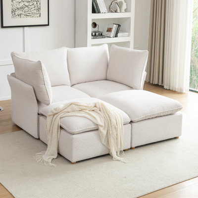 Hepworth 4 - Piece Corduroy Sectional Sofa With Two Ottomans