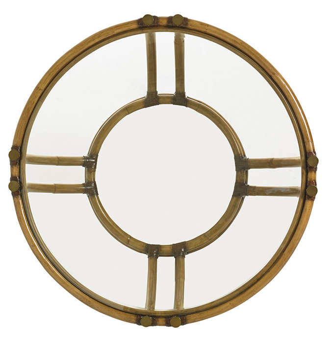 Transitional 42" Round Wood & Metal Cocktail Table in Warm Umber