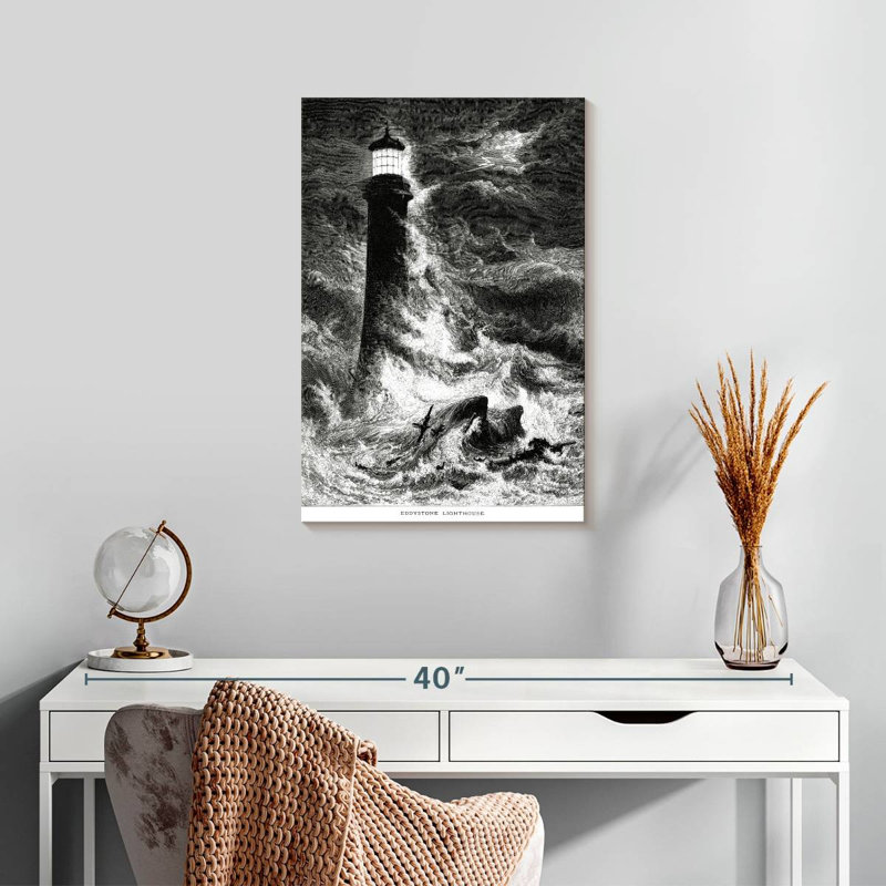 Lighthouse in storm Aletra, H 24 po x l 16 po