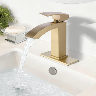 Robinet de lavabo de salle de bain moderne à un trou à poignée simple avec drain optionnel