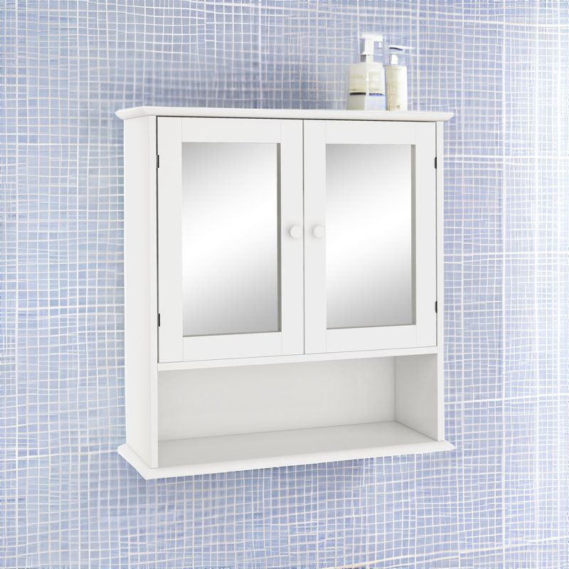 Bathroom Wall Cabinet With Doule Mirror Doors And Shelvs
