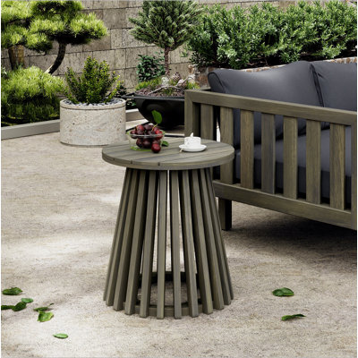 Table d'appoint d'extérieur en bois d'acacia pour le patio, table basse ronde pour la cour arrière, pelouse et balcon