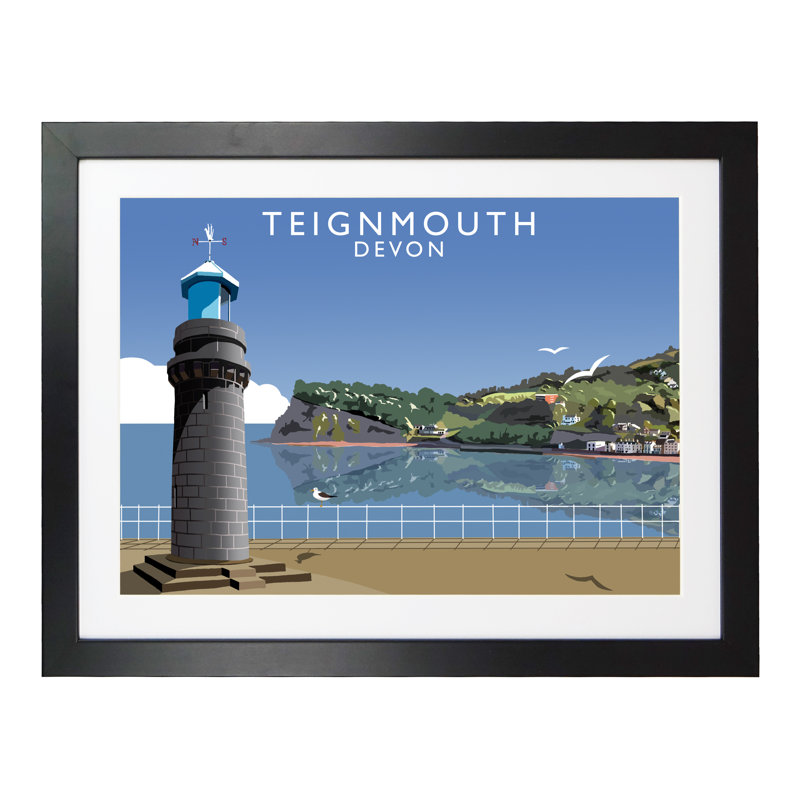 'Teignmouth' by Richard O'Neil - Print, Black Wood Frame, 33.5 cm H x 43.5 cm W x 2.2 cm D