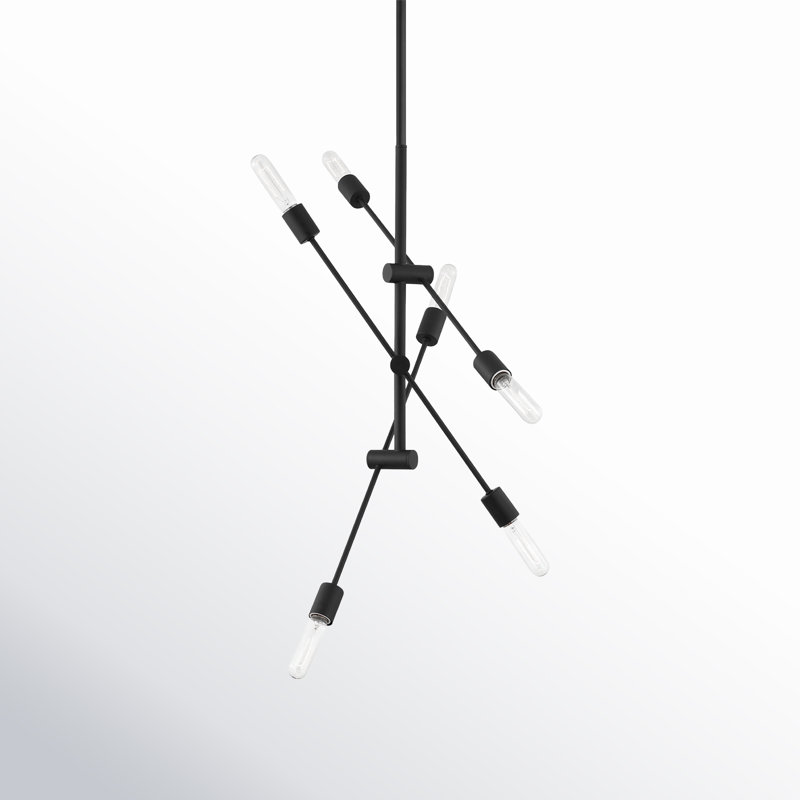 Leto 6-Light Steel Sputnik Chandelier, Midnight Black, 41" H x 35.25" W x 35.25" D