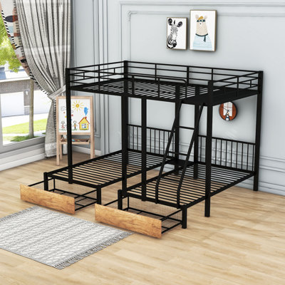 Vittoria Full over Twin and Twin 2 Drawer Triple Bunk Bed by Mason Marbles by Mason & Marbles