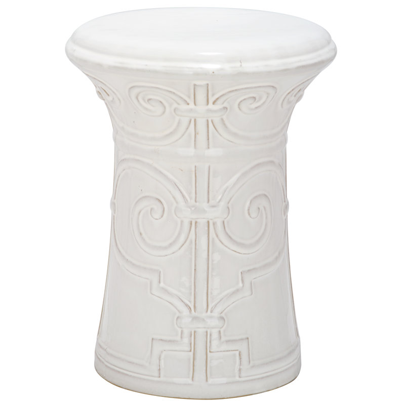 Jayesh Ceramic Accent Stool, White