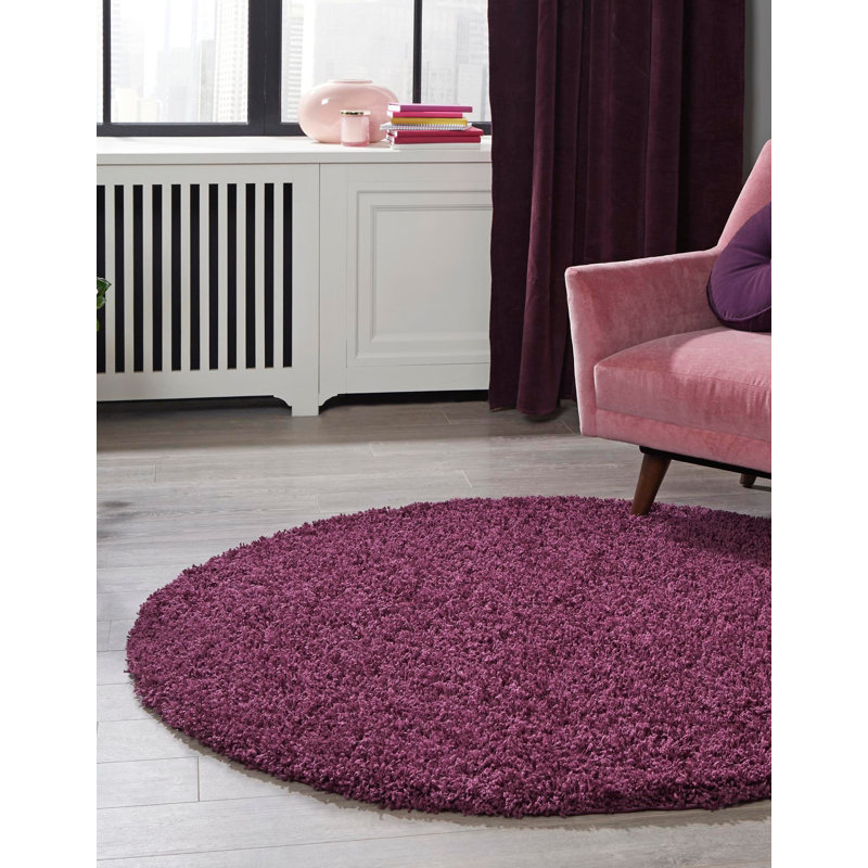 Tapis mauve aubergine Capwell, Rond 7 pi 10 po