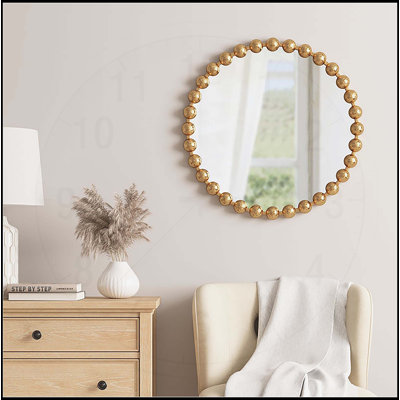 Magnifique miroir mural rond perlé pour une décoration intérieure élégante